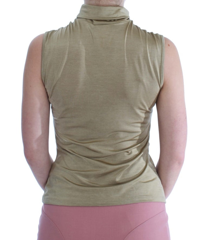 Glamorous gold turtleneck vest top