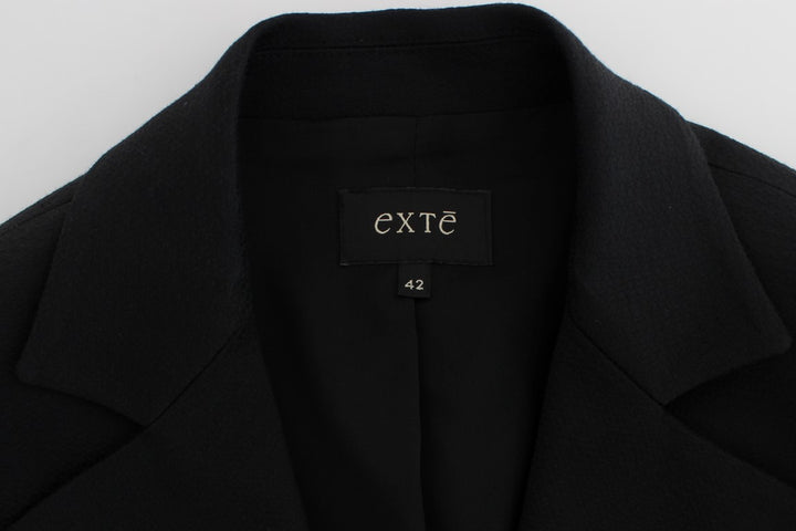 Schwarzer Baumwoll-Stretch-Blazer mit goldenen Nieten