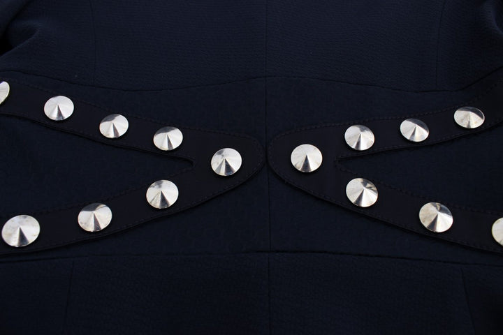 Schwarzer Baumwoll-Stretch-Blazer mit goldenen Nieten