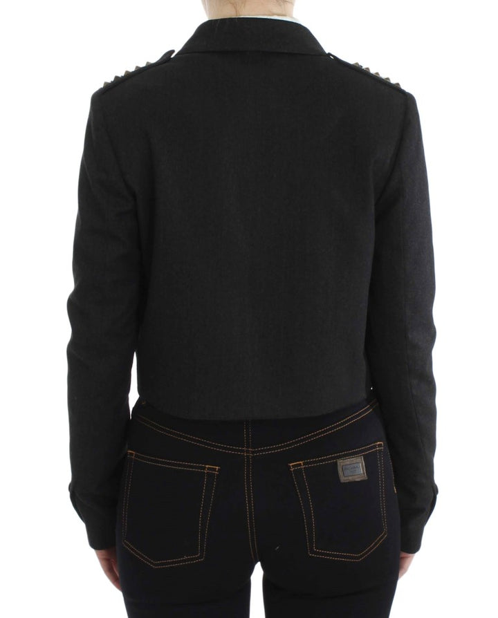 Elegant blazer jacket with gold buttons in grey