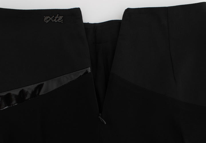 Schwarzer blauer Baumwoll-Stretch-Rock