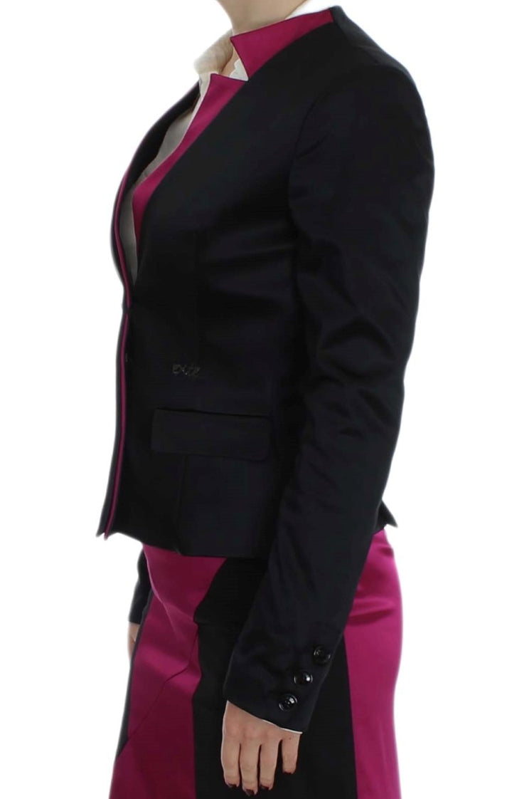 Schwarz-Rosa Stretch Blazer Jacke