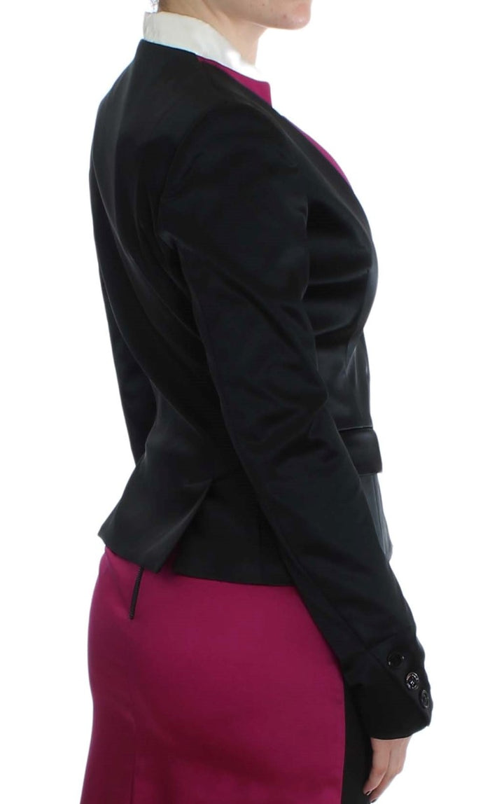 Schwarz-Rosa Stretch Blazer Jacke