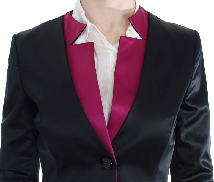 Schwarz-Rosa Stretch Blazer Jacke
