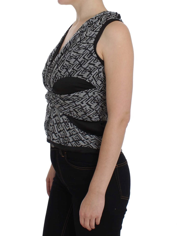 Graues Schwarzes Seidenblusentop