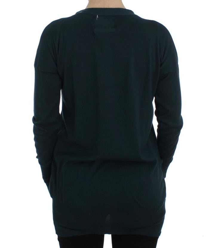 Grüner Strickjacken-Pullover mit Knöpfen