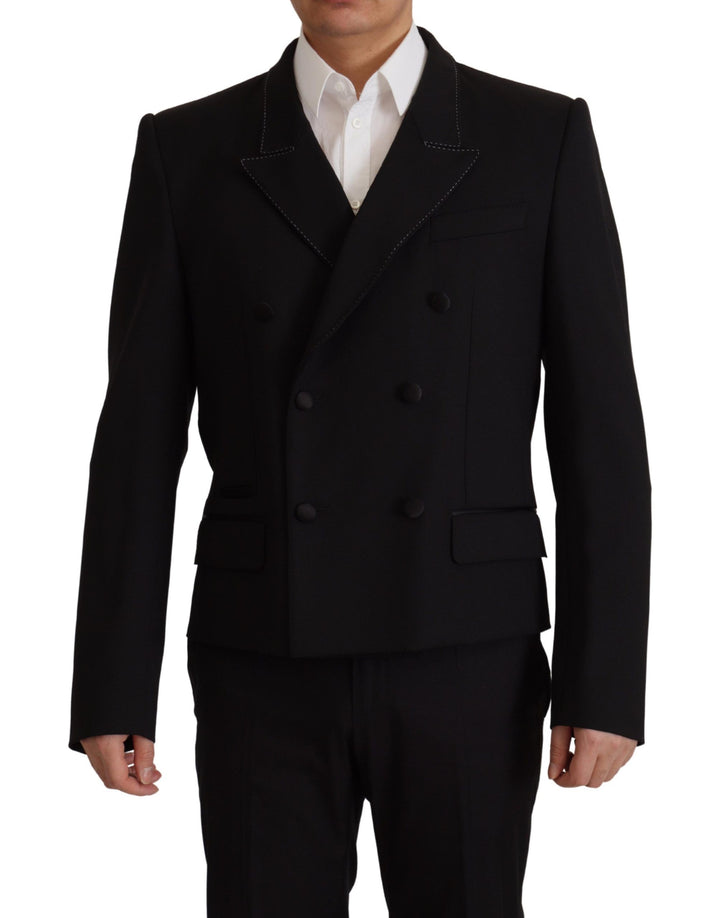 Schwarzer doppelreihiger Mantel Blazer Jacke
