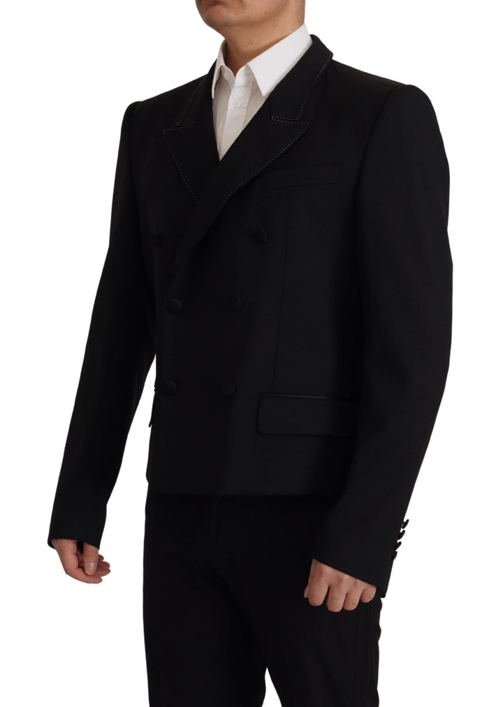 Schwarzer doppelreihiger Mantel Blazer Jacke