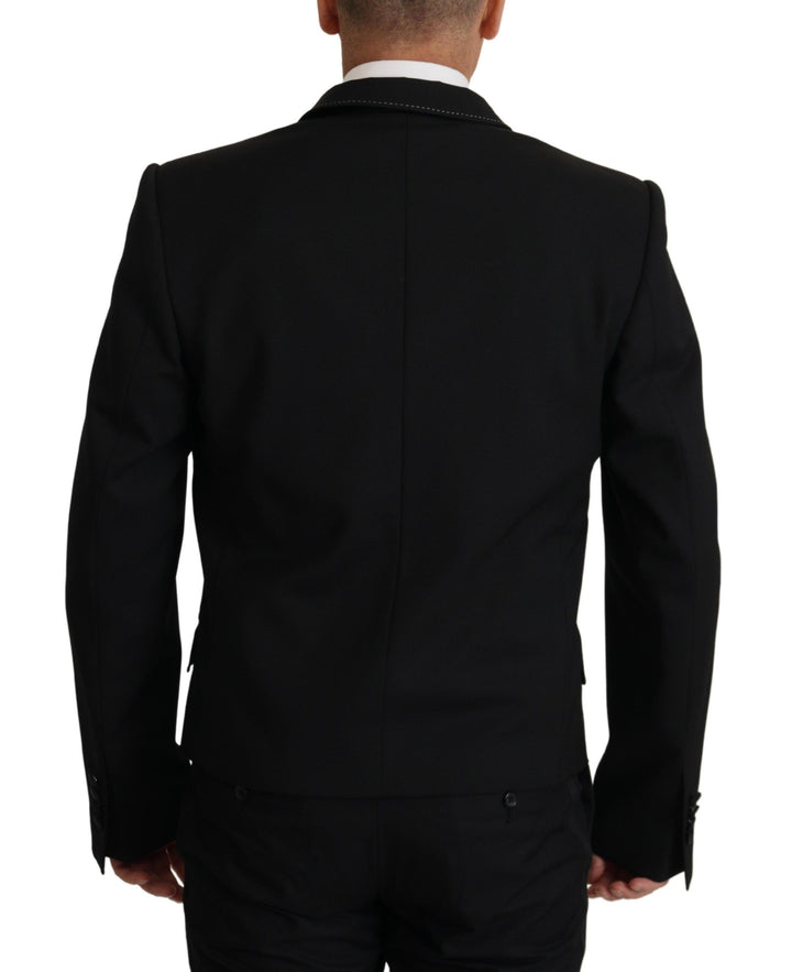 Schwarzer doppelreihiger Mantel Blazer Jacke