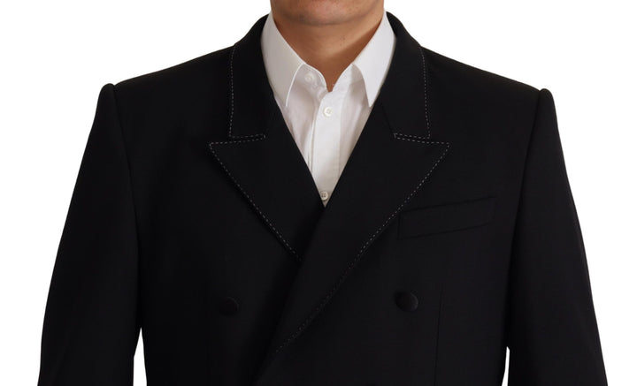 Schwarzer doppelreihiger Mantel Blazer Jacke