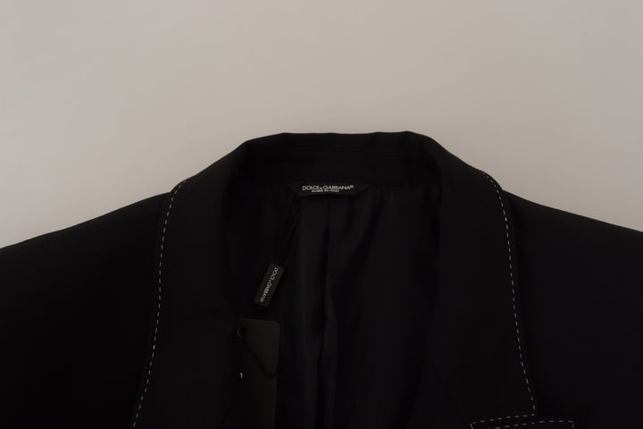 Schwarzer doppelreihiger Mantel Blazer Jacke