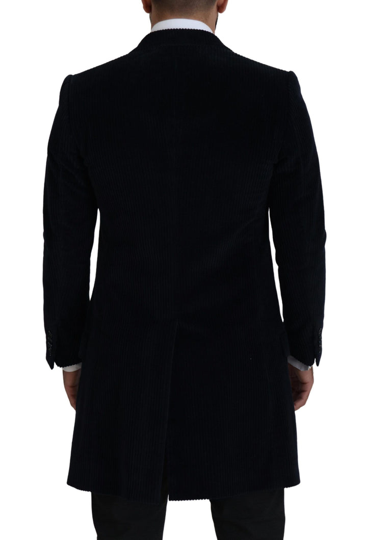 Schwarzer Baumwoll-Cardigan Langer Mantel Männer Jacke