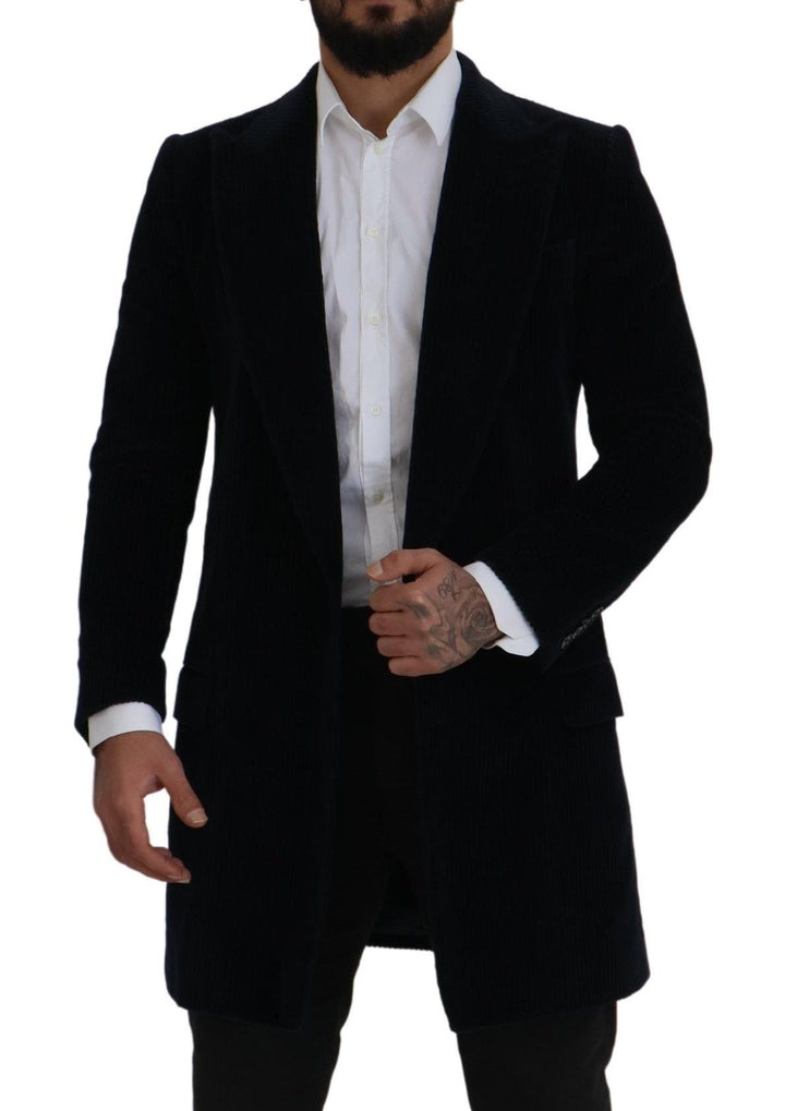 Schwarzer Baumwoll-Cardigan Langer Mantel Männer Jacke