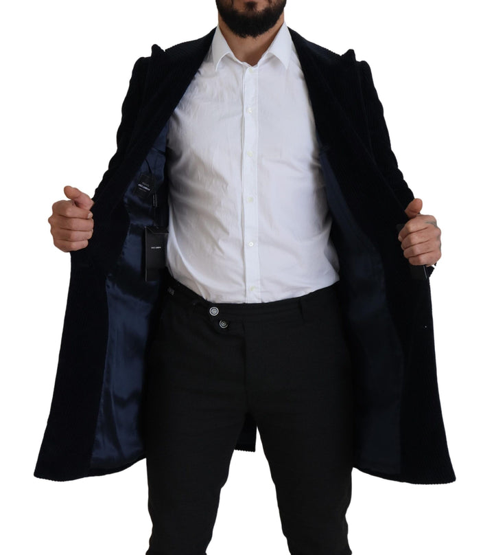 Schwarzer Baumwoll-Cardigan Langer Mantel Männer Jacke