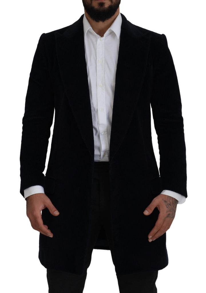 Schwarzer Baumwoll-Cardigan Langer Mantel Männer Jacke