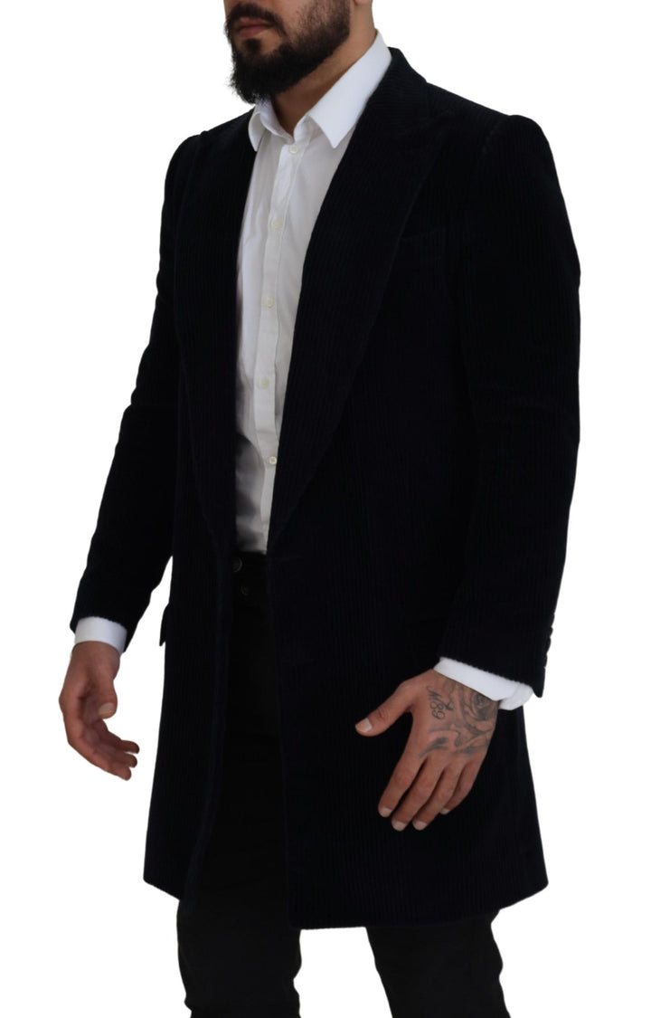 Schwarzer Baumwoll-Cardigan Langer Mantel Männer Jacke