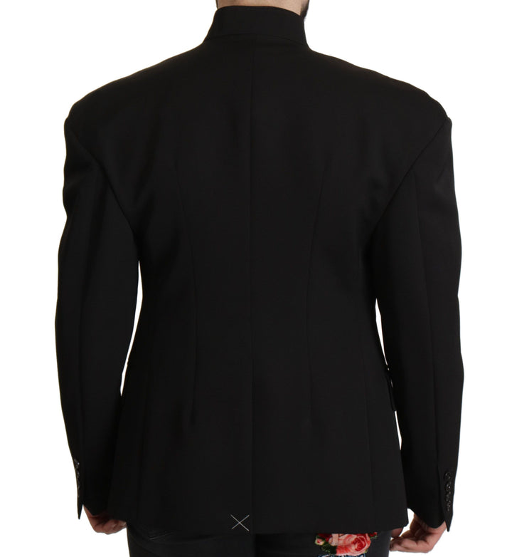 Schwarze einreihige Wolljacke Blazer