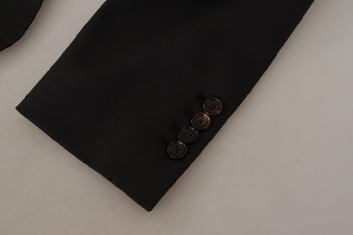 Schwarzer einreihiger Blazer aus Wolle v