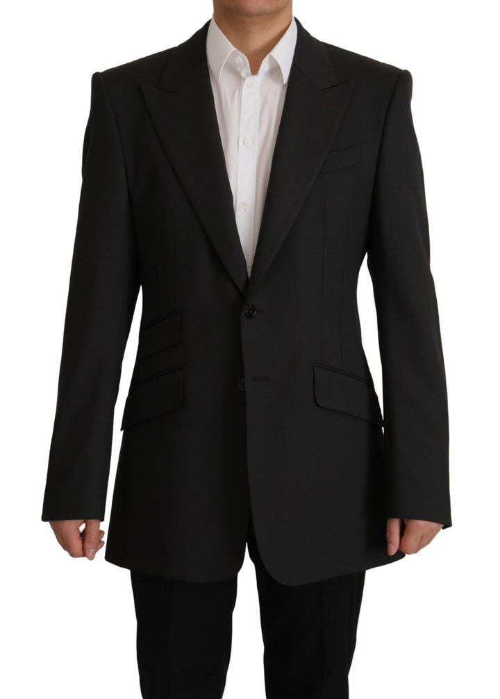Schwarzer einreihiger Blazer aus Wolle v
