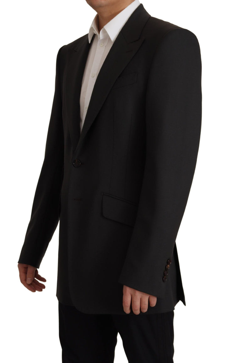 Schwarzer einreihiger Blazer aus Wolle v