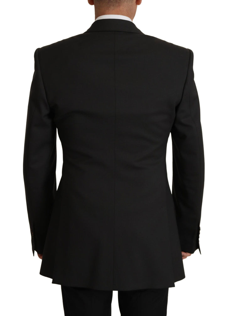 Schwarzer einreihiger Blazer aus Wolle v