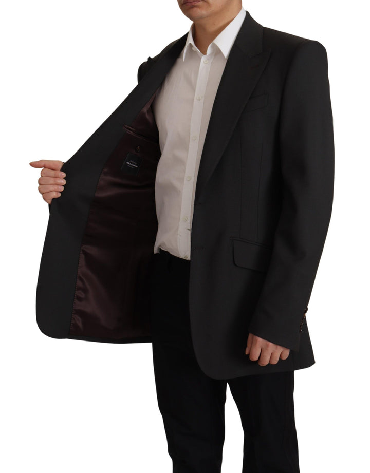 Schwarzer einreihiger Blazer aus Wolle v