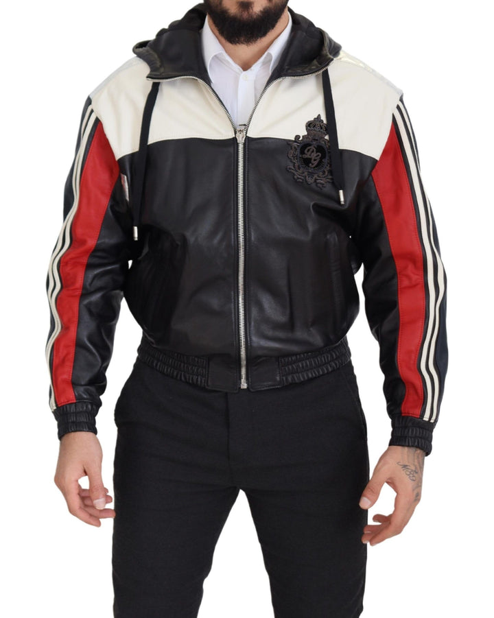 Elite Black Leather Bomber Jacket with Hood