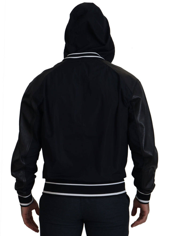 Elegant black bomber blouson jacket