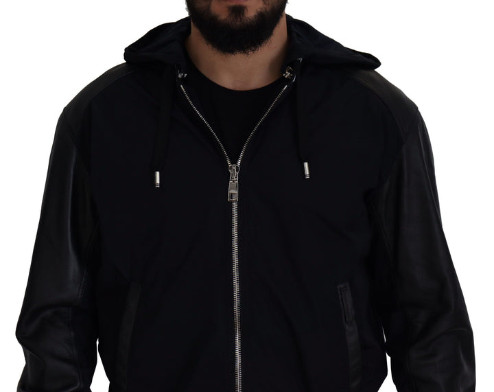Elegant black bomber blouson jacket