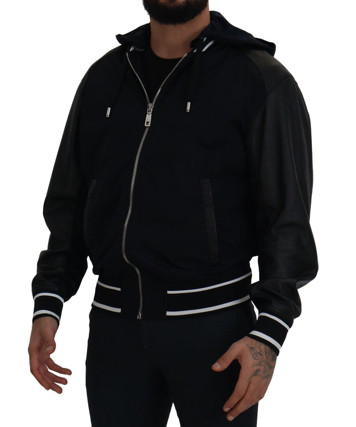 Elegant black bomber blouson jacket