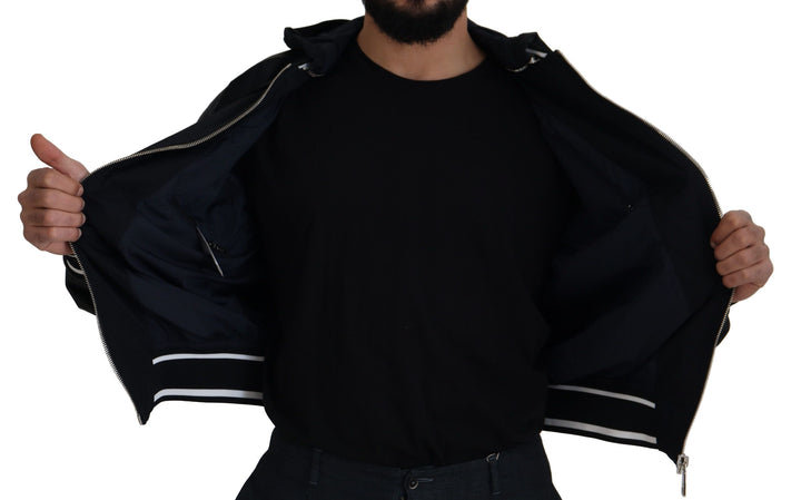 Elegant black bomber blouson jacket