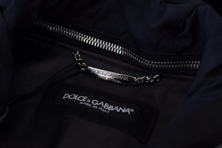 Elegant black bomber blouson jacket