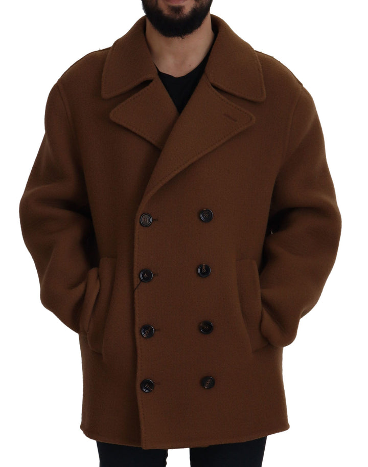 Brauner Nylonmantel Zweireiher Jacke