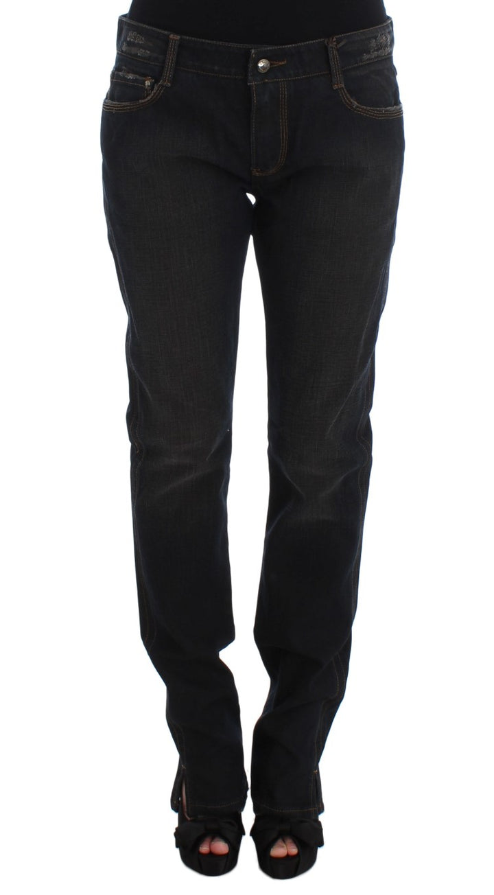 Boyfriend Jeans aus Baumwolle mit blauer Waschung