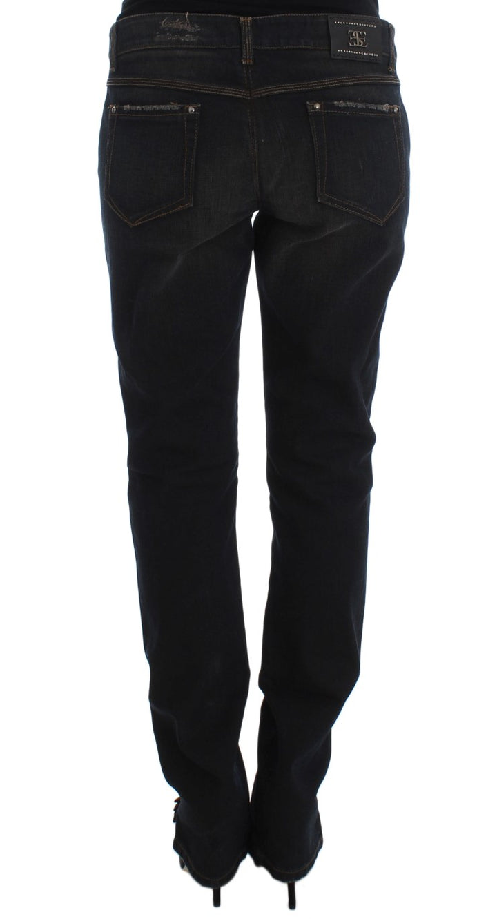 Boyfriend Jeans aus Baumwolle mit blauer Waschung