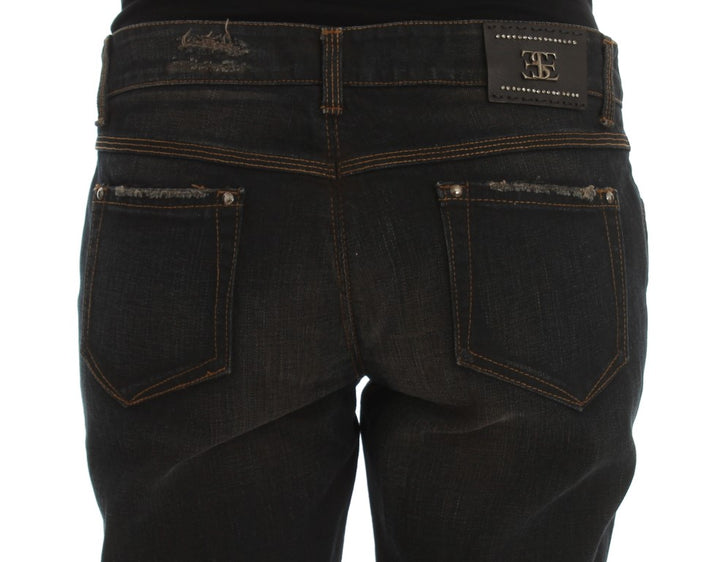 Boyfriend Jeans aus Baumwolle mit blauer Waschung