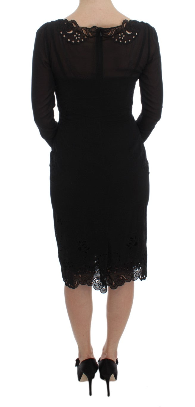 Elegant black sheath dress made of floral lace