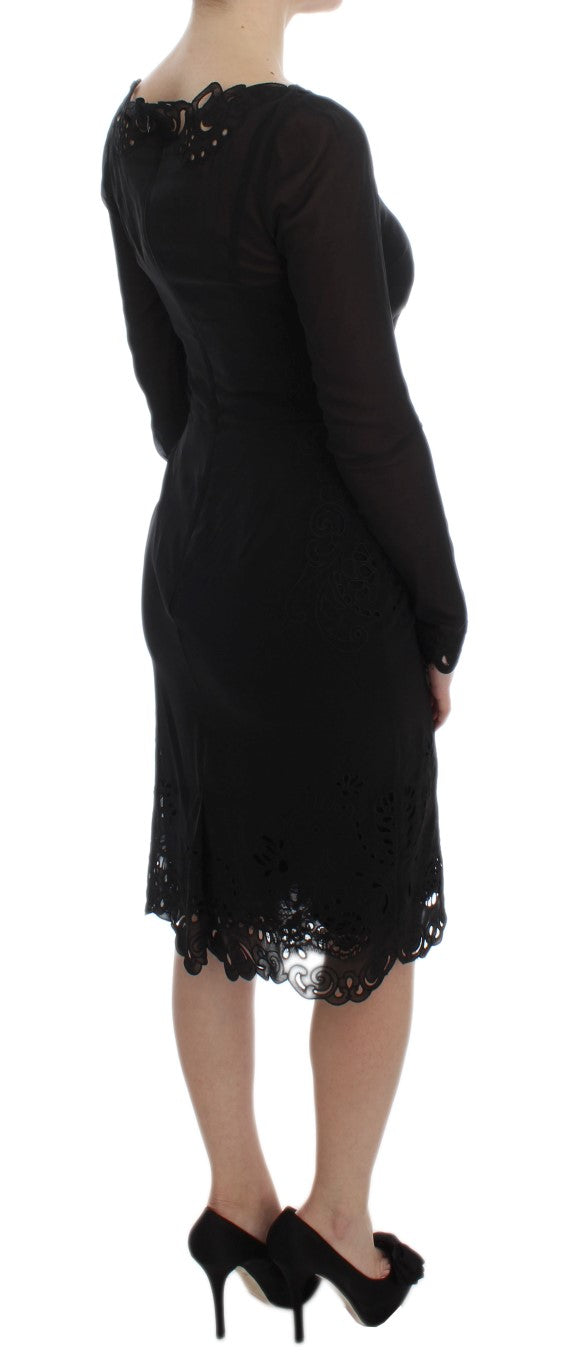 Elegant black sheath dress made of floral lace