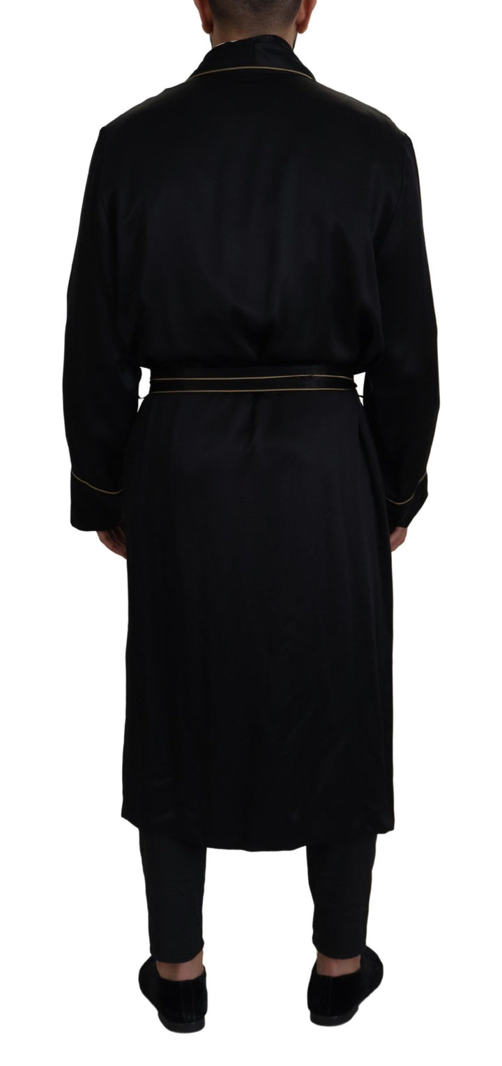 Elegant long coat made of black silk