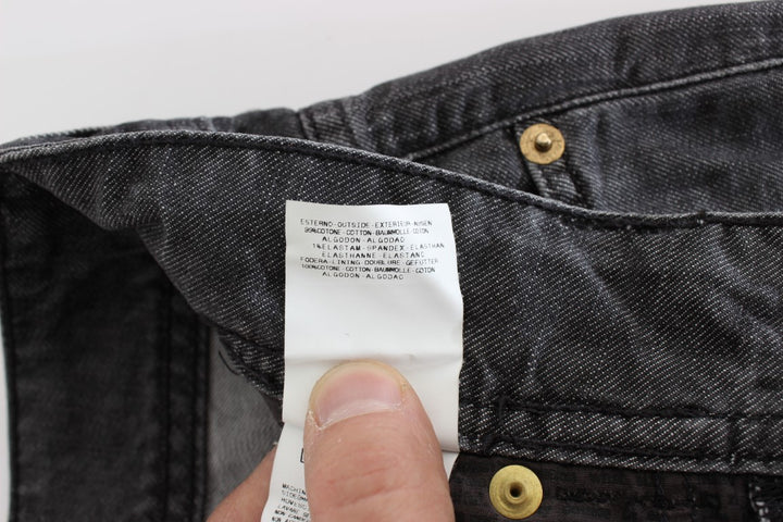 Graue Baumwollwaschung Zerrissene Straight Fit Jeans