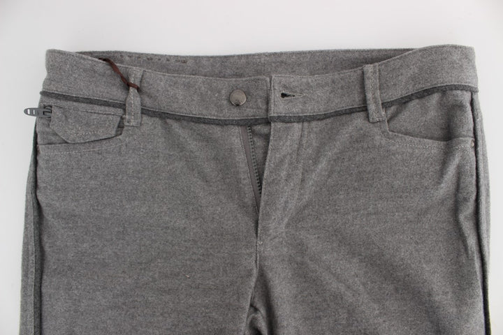 Graue Baumwolle Straight Fit Freizeithosen