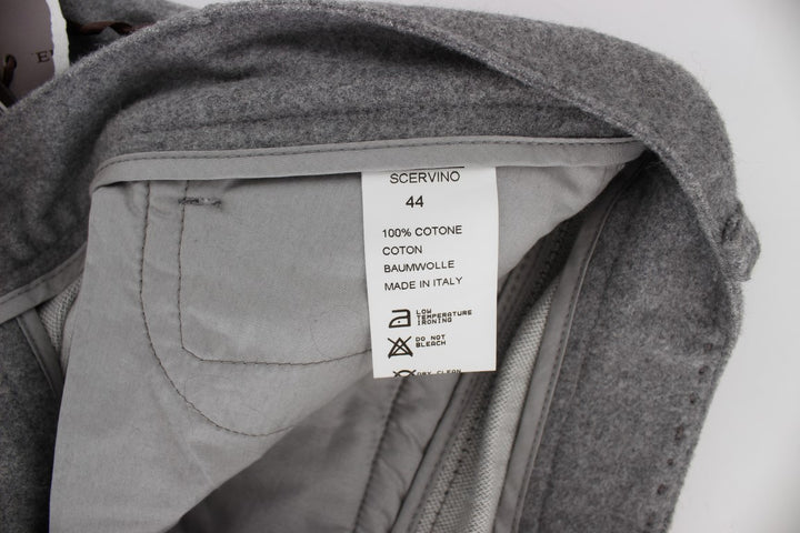 Graue Baumwolle Straight Fit Freizeithosen