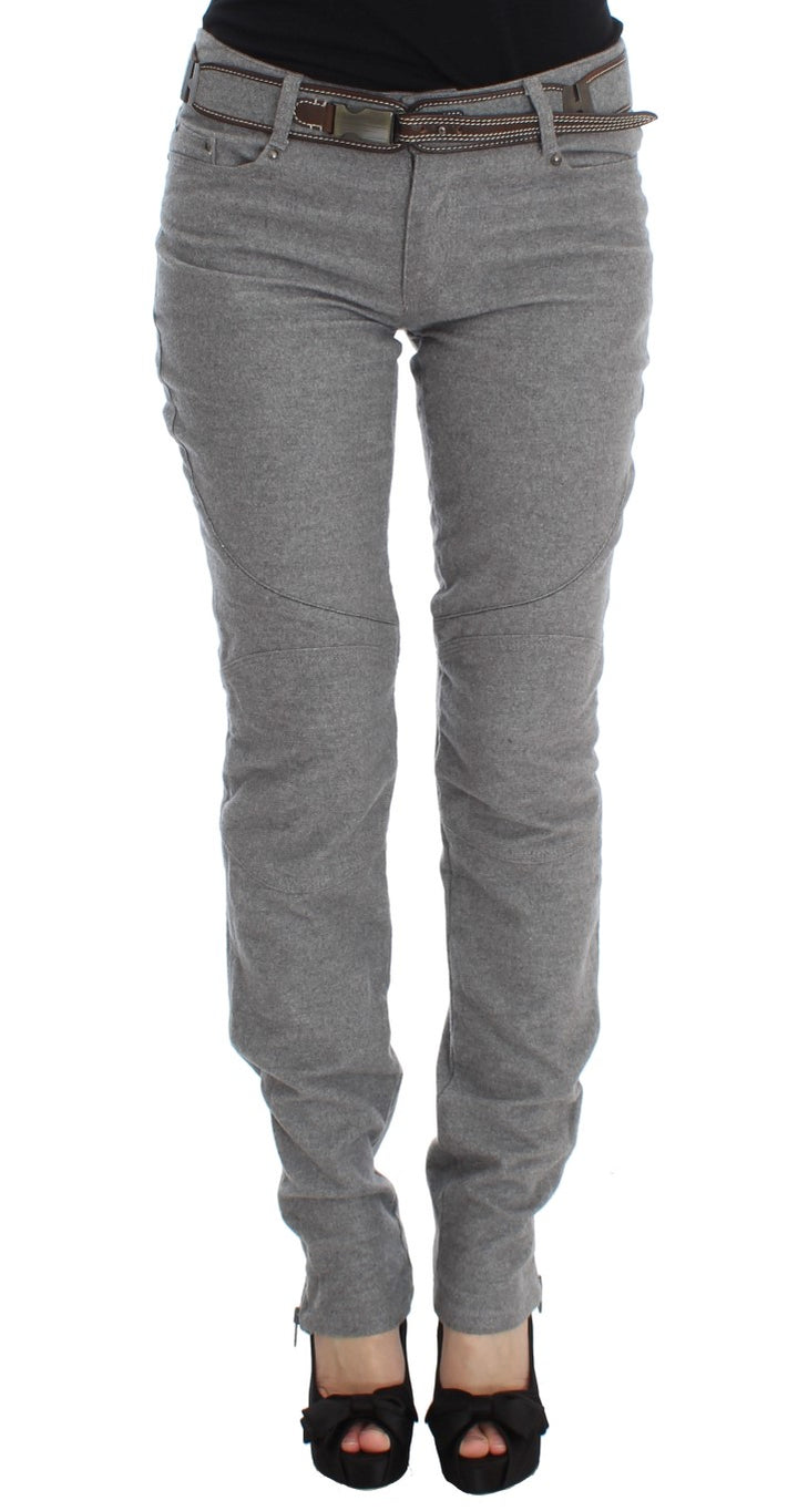 Chic grey casual cotton trousers