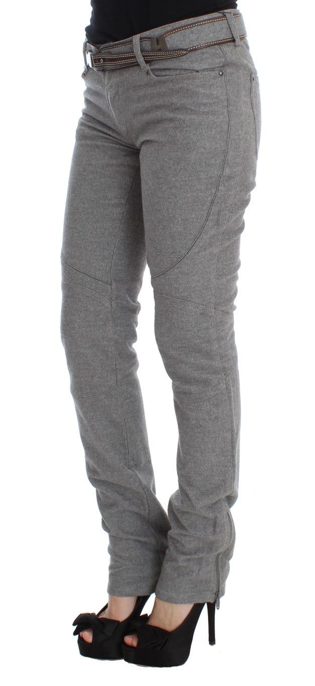 Chic grey casual cotton trousers