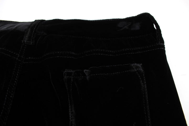 Schwarze Slim Fit-Hose aus Viskosemischung und Samt