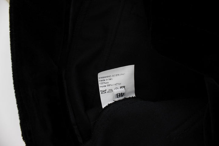 Schwarze Samt-Baumwoll-Hose mit geraden Beinen