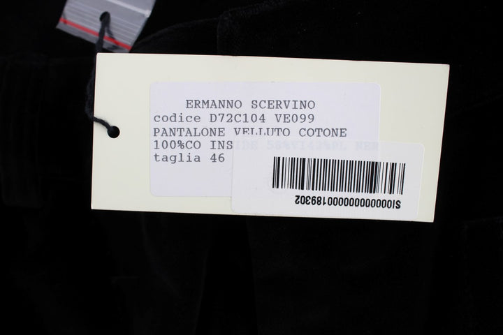 Schwarze Samt-Baumwoll-Hose mit geraden Beinen