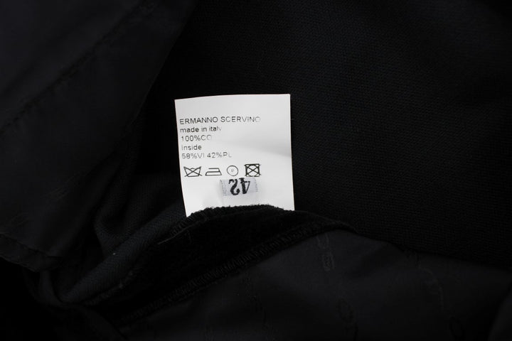 Schwarze Samt-Baumwoll-Hose mit geraden Beinen