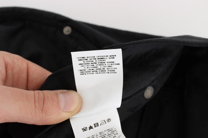 Schwarze Baumwollmischung Regular Fit Hose