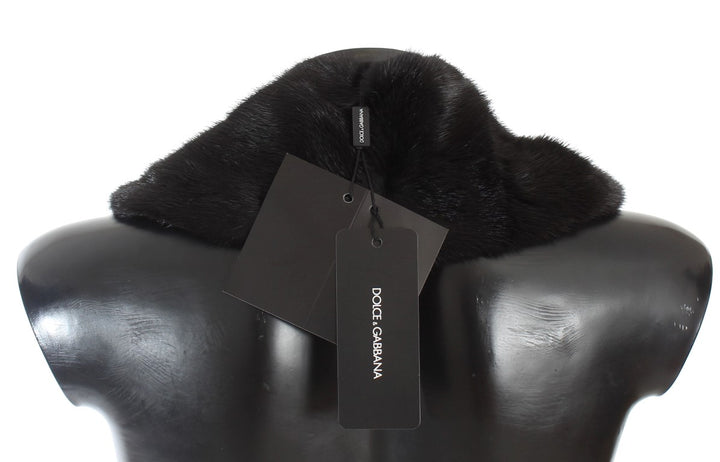 Elegant black mink fur shoulder scarf